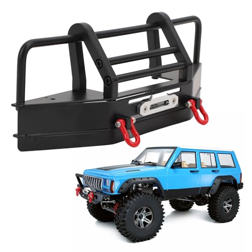 Metal Front Bumper for Axial SCX10 110 RC Crawler with Trailer Hitch, Heavy Duty Iron Impact Protection Upgrade Part, Black