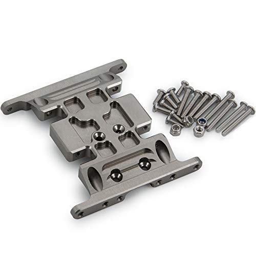 RC Car Aluminum Alloy Center Transmission Skid Plate Mount Gearbox Mount Base Compatible with Axial SCX10 90047 Wrangler 1/10 RC Crawler Car Upgraded Parts (Titanium) - color: Titanium