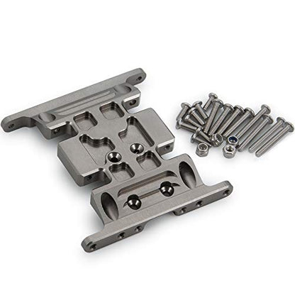RC Car Aluminum Alloy Center Transmission Skid Plate Mount Gearbox Mount Base Compatible with Axial SCX10 90047 Wrangler 1/10 RC Crawler Car Upgraded Parts (Titanium) - color: Titanium
