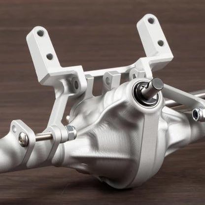 Machined Aluminum Straight Axle Set with SOA Servo Mount Black Silver Anodized for Axial SCX10 II VS4-10 1/10 RC Rock Crawler (Silver Front Axle) - color: Silver Front Axle