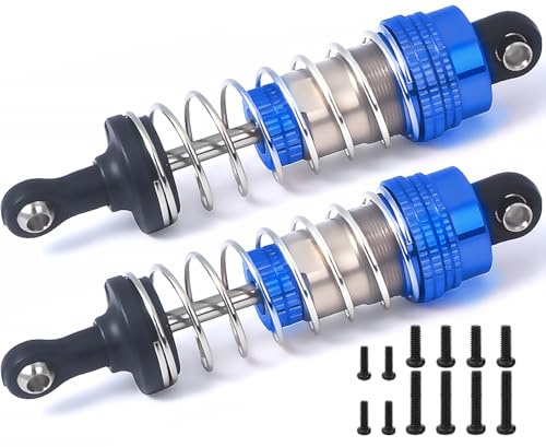 66mm Oiled Shock Absorbers, Aluminum RC Shock Absorber Damper Set for 1/12 1/14 1/16 WLtoys 144001, 124019,124018, MJX 16208 16209 14301, HBX 16889, SCY Upgrade Parts (2PCS) - color: Sliver, Blue, size: Short