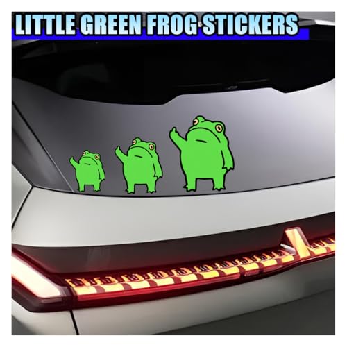 Creative Three Frog Vinyl Decal Car Sticker, Middle Finger Funny Frog Decal Car Truck Sticker, Personalized Cartoon Auto Body Decoration Stickers for Window Bumper Laptop Wall (to The Left)