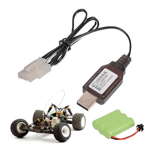 USB Charging Cable for 9.6V NiMH NiCD Remote Car Battery with Safety Protections and Charging Statuses Indicators