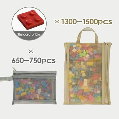 10 Pack Mesh Zipper Pouch Bags，A4 Toy Storage & Organization Bag | Double-Layer Nylon, Puzzle Building Block Sets Toy Storage , Breathable See Through Zipper Pouch with Handle for School Game - size: 2L-10A4