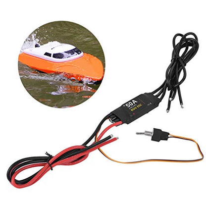 RC ESC, Waterproof Electric Speed Control Brushless ESC 50A 2‑6S Compatible with 24V RC Boat Model Underwater Thruster