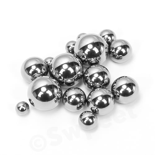 Swpeet 620Pcs 6 Sizes 3/16" 7/32" 1/4" 5/32" 1/8" 3/32" Imperial Precision 304 Stainless Steel Bearing Balls Assortment Kit, Assorted Loose Bicycle Bearing Balls for Bicycles Casters