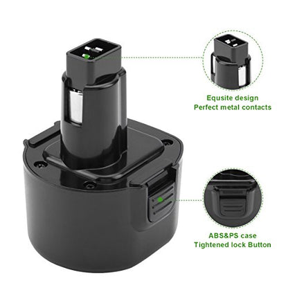 CREABEST 2Packs 9.6V 3.5Ah Ni-MH for Dewalt Replacement Battery DW9062 Dw9061 DW926 DC750KA DW955K DW955 DW926K-2 DW926K DW902 DW050 DE9062 DE9061 DE9036 DW955K-2 DW050K Black & Decker PS120 | DW9061 DW926 DC750KA DW955K DW955 DW926K-2 DW926K DW902 DW050
