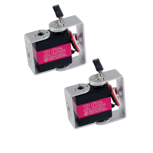 RDS3218 Digital Servo, 20KG Dual-Axis High Torque, Waterproof IP66, Full Metal Gear with U Bracket, 180° Adjustable, for RC Cars, Crawler, Robot, 1/8 1/10 Scale Buggy (2PCS 270 Degree Servo)