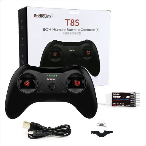 Radiolink T8S 8 Channels 2.4G Pocket RC Transmitter and R8EF Receiver | APP Setting Portable Radio Controller Built-in Rechargeable Battery for Drone/Airplane/Car/Boat and More (Mode 2 Left Hand) - color: Left Stick Not Self Center