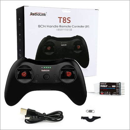 Radiolink T8S 8 Channels 2.4G Pocket RC Transmitter and R8EF Receiver | APP Setting Portable Radio Controller Built-in Rechargeable Battery for Drone/Airplane/Car/Boat and More (Mode 2 Left Hand) - color: Left Stick Not Self Center