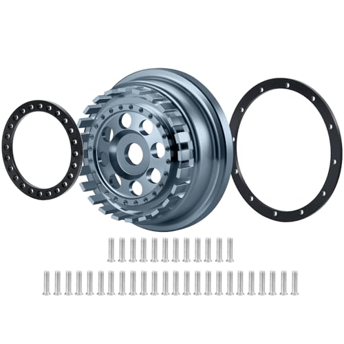 4PCS Aluminium Beadlock Wheel Rims For 1/7 Mojave 6S EXB & 1/8 Mojave 4S BLX Desert Truck(Titanium) - color: Titanium