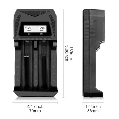 Smart LCD USB Charger, Compatible with 18650 4.2V Rechargeable Lithium Batteries, Supports 1/2/4 Slots, and Compatible with 1.2V NiMH AA/AAA Batteries，Rechargeable Lithium aa Batteries - color: 2 Slots