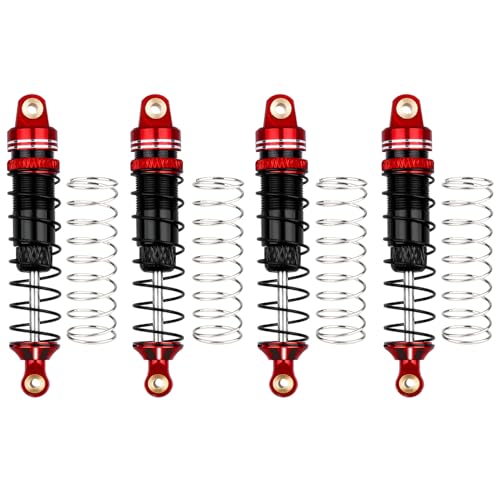 HobbyPark Aluminum 59mm RC Shocks Long Travel Shock Absorber Oil Damper Assembled for TRX4M TRX4MT 1/18 RC Crawler Upgrades Threaded Body, Replacement of 9764 (Red&Black) - color: Red&Black