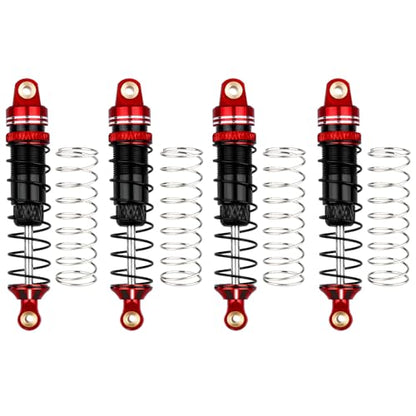 HobbyPark Aluminum 59mm RC Shocks Long Travel Shock Absorber Oil Damper Assembled for TRX4M TRX4MT 1/18 RC Crawler Upgrades Threaded Body, Replacement of 9764 (Red&Black) - color: Red&Black