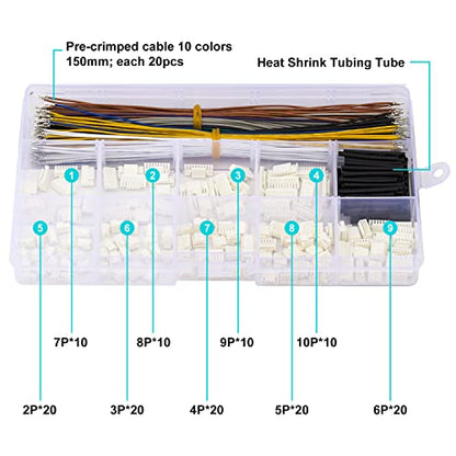 JST Connector Kit 1.25mm Pitch JST-GH 1.25 Connector with Premium 28AWG Pre-Crimped Cables,GH 1.25mm Connector 2/3/4/5/6/7/8/9/10 Pin Housing (GH-Kit) - size: JST-1.25MM-GH