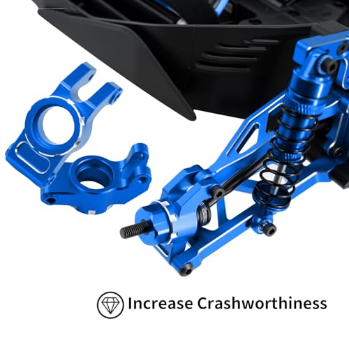Aluminum Alloy Front Steering Block Knuckles,Rear C-Hubs Upgrade Parts for Arrma 1/14 Typhon Grom 1/18 Granite Grom (Blue) - color: Blue
