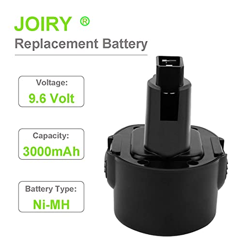 Joiry 2-Pack 9.6V 3000mAh Replacement Ni-MH Battery with Higher Safety & Longer Runtime - Compatible with Dewalt DE9061 DE9062 DW9061 DW9062 DE9036 DW911 DW921 DW9614 DW050 DW926K-2