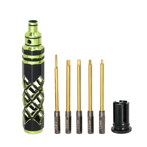 5-in-1 RC Tool Kit, Hex Allen Screwdriver Kit, RC Screwdriver Set 1.5mm 2.0mm 2.5mm 3.0mm RC Car Repair Tool Kit for RC Model Car Boat Helicopter (Green) - color: Green
