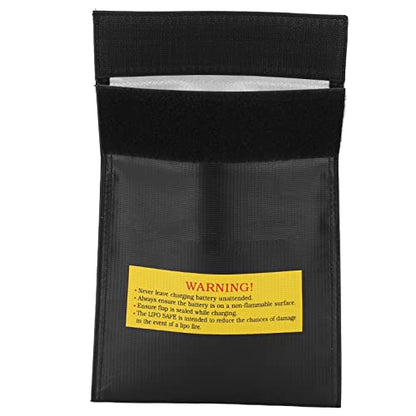 Alomejor RC Lipo Battery Bag Fire Storage for Charging Compatible with Various Aircraft Batteries 18x23cm (Black) - size: Black