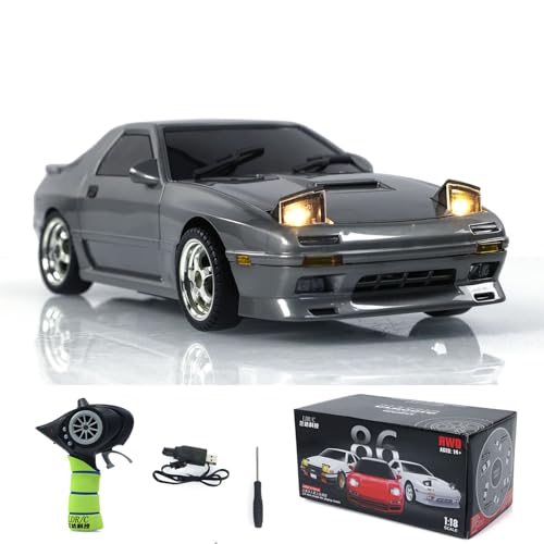 1:18 RX7 RWD RC Drift Car LDRC LD1802 Radio Control Racing Vehicles Gyroscope Hobby Grade Model for Birthday Gift - color: Gray