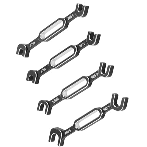 Tyenaza 4Pcs RC Aluminum Alloy Wrench, 3/3.2/3.5/3.7/4/5/5.5/6mm Turnbuckle Nut Ball Joint Remover with Multifunction RC Shock Absorber Plier Repair Tool KitRepair Tool Kit (Black) - color: Black