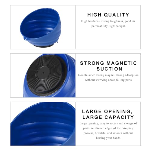 Magnetic Nut Cup, Curved Magnetic Parts Tray Bolts Organizer Holds Up to 5 Pounds, Multi-Use Nuts Screws Bowl Small Parts Tray Attaches to Metal Surface, Car Accessories (Blue) - color: Blue