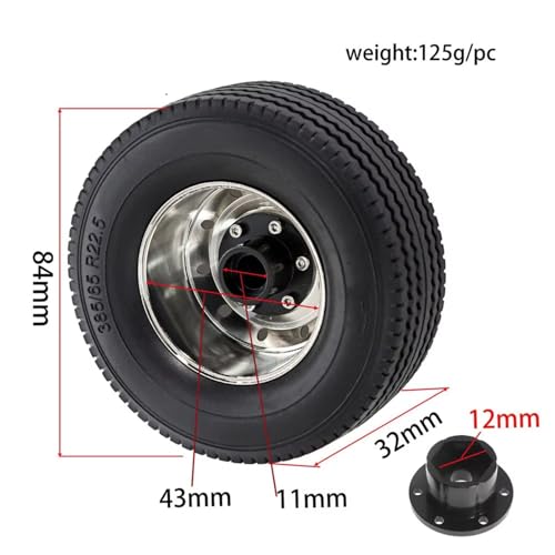 RC Cars Spare Parts Compatible with Tamiya 1/14 RC Truck Cars Upgrade Parts Spare Accessories for Universal Metal Wheel Rim Tire Set(1set) - size: 1set