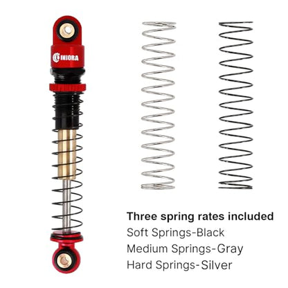 INJORA 43mm Aluminum Threaded Shocks Absorber Damper for 1/24 SCX24 (Red) - color: Red