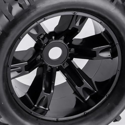 RC Monster Truck Tires and Wheels 17mm Hex Pre-Glued Set with Foam Inserts for 1/8 Arrma Kraton 1/10 Maxx E-Revo (4Pcs)