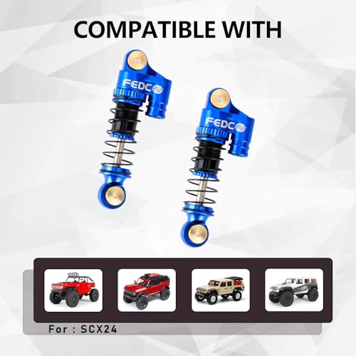 SCX24 Shocks 32MM Oil-Filled Shocks For Axial SCX24 Upgrades | CNC Aluminum Threaded Shock Absorber For 1/24 RC Crawlers - color: Blue
