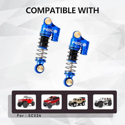 SCX24 Shocks 32MM Oil-Filled Shocks For Axial SCX24 Upgrades | CNC Aluminum Threaded Shock Absorber For 1/24 RC Crawlers - color: Blue