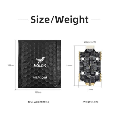HGLRC 60A 4IN1 6S BLS 2-6S MINI M3 ESC, Supports DShot600/300 Digital Protocols for FPV Racing Drone Freestyle