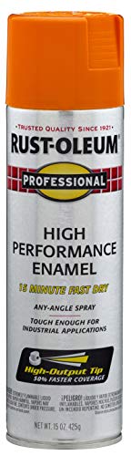 Rust-Oleum Professional High Performance Gloss Safety Orange Spray Paint | Rust Prevention, Corrosion Resistant Coating, Industrial Maintenance, Any Angle Spray, Metal Equipment Protection, 15 oz - color: Gloss Safety Orange, size: 15 Ounce (Pack of 1)