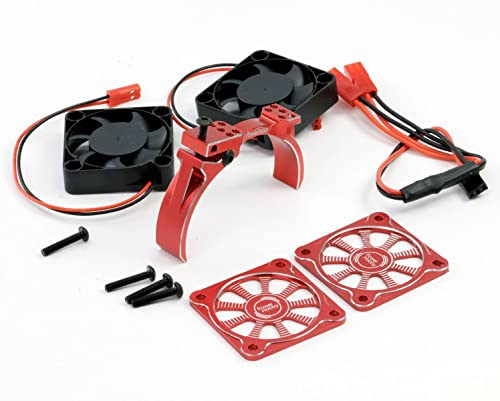 Powerhobby Aluminum Heatsink 1/5 Dual High Speed Cooling Fans w/Covers (Red) - color: Red
