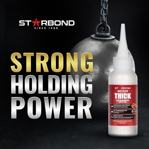 Starbond Thick Super Glue Pro Kit (2 oz) – Gap-Filling CA Glue (Cyanoacrylate Adhesive) – with Clog-Resistant Cap, Microtips & Extra Nozzle for Woodworking, Crafts, Carpentry, Archery Fletching - size: 2 ounce