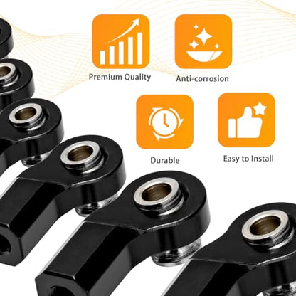 6PCS M3 Tie Rod End Joint Bend Ball Head Holder Linkage Aluminum 4.8mm Ball Cup Compatible with 1/10 Axial SCX10, Traxxas TRX-4, Tamiya CC01, Redcat Gen7, HSP RC Crawler/Trucks (Black) - color: Black