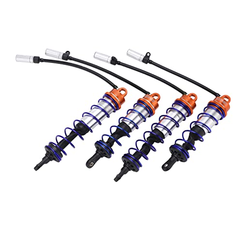 RC Damper, Aluminum Alloy Oil Adjustable Front Rear Shocks with High Elasticity Spring 4PCS for 1/8 Scale RC Crawler Truck Truggy Off-Road Racing and Hobbyist Use - color: Orange