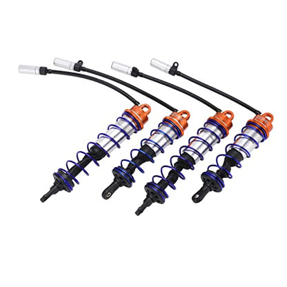 RC Damper, Aluminum Alloy Oil Adjustable Front Rear Shocks with High Elasticity Spring 4PCS for 1/8 Scale RC Crawler Truck Truggy Off-Road Racing and Hobbyist Use - color: Orange