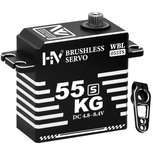 55KG Brushless Servo Waterproof High Voltage High Torque Digital Servo Upgraded All Aluminum Case for 1/5 1/8 1/10 RC Car Crawler Boat Robot - size: 55KG-Upgraded