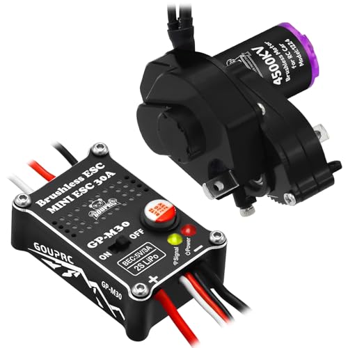 GOUPRC 1224 4500KV Brushless Outrunner Motor with Transmission & Upgrade 30A Brushless Esc for SCX24 RC Crawler Axial 1/24 RC Crawler Buggy Truck - style: Black Transmission