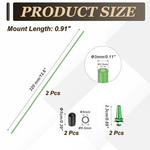 uxcell 320mm Plastic Protection Antenna Tube, RC Antenna Tube with Mount and Cap for RC Car Boat Drone Receiver(Green, 2 Pcs) - color: Green, size: 320mm
