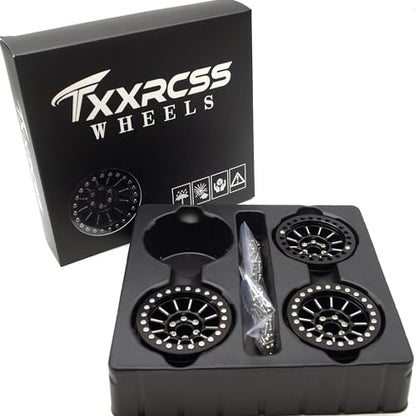200g Super Heavy 2.2 Beadlock Wheels Rims for 1/10 RC Crawler 4pcs (Black) - color: Black