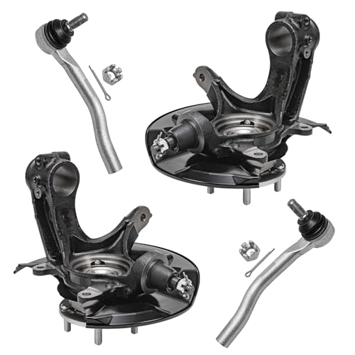 Detroit Axle - 4pc Front Steering Knuckles Kit for 2013-2016 Honda Accord | 2 Steering Knuckles & Wheel Bearing Hubs 2 Outer Tie Rod Ends 2013 2014 2015 2016 Replacement - size: 4SU50433/Kit