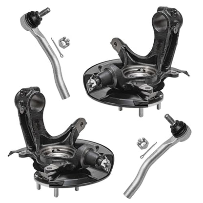 Detroit Axle - 4pc Front Steering Knuckles Kit for 2013-2016 Honda Accord | 2 Steering Knuckles & Wheel Bearing Hubs 2 Outer Tie Rod Ends 2013 2014 2015 2016 Replacement - size: 4SU50433/Kit