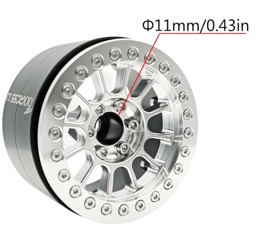 200g Super Heavy 2.2 Beadlock Wheels Rims for 1/10 RC Crawler 4pcs (Silve) - color: Silve