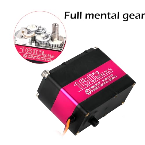 RDS51160 160KG High Torque Digital Servo Motor Dual-Shaft CNC Aluminum Robot Arm Servo for Robotics RC Vehicles DIY Projects (160kg 180°) - size: 160kg 180°