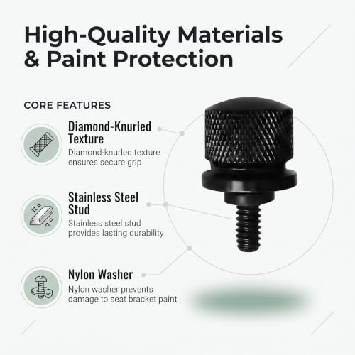 2PCS Motorcycle Seat Bolt Screw Rear Mount Screw Kit, Aluminum Alloy Quick-Release Fender Seat Hardware Kit, Compatible with Harley Davidson Sportster Touring Softail Dyna 1996-2024 (Black)