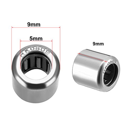 uxcell HK0509 Drawn Cup Needle Roller Bearings, Open End, 5mm Bore Dia, 9mm OD, 9mm Width (Pack of 10) - size: 5x9x9mm