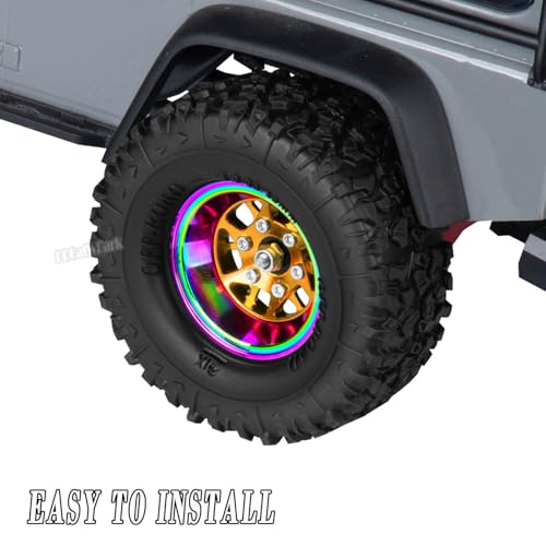 RC 1.3 Beadlock Wheel Rims for 1/18 TRX4M 1/24 SCX24 RC Crawler Car,Aluminum Alloy Beadlock Wheel Rim Hub,4Pcs RC Off Road Buggy Rally Truck Car Wheels Rims,Yellow - color: Yellow - (1.3 Beadlock Rims)