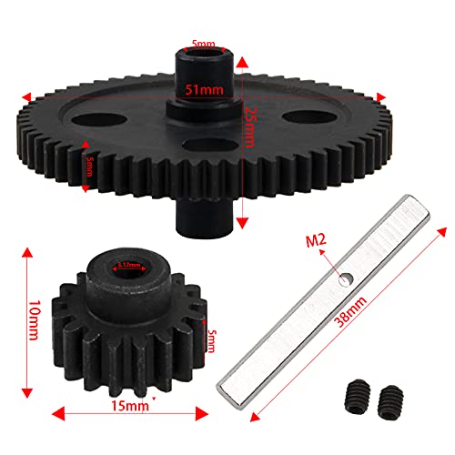 ShareGoo Metal Spur Diff Differential Main Gear 62T & 17T Pinion Motor Gear Center Reduction Compatible with WLtoys 12428 12423 1/12 RC Crawler Car